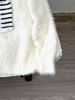 Korean-Style Stripe Cape Sweater – Faux Mink Fur Unisex Pullover (Oversized Fit, M-XXL, Black/White)_viptrois.com