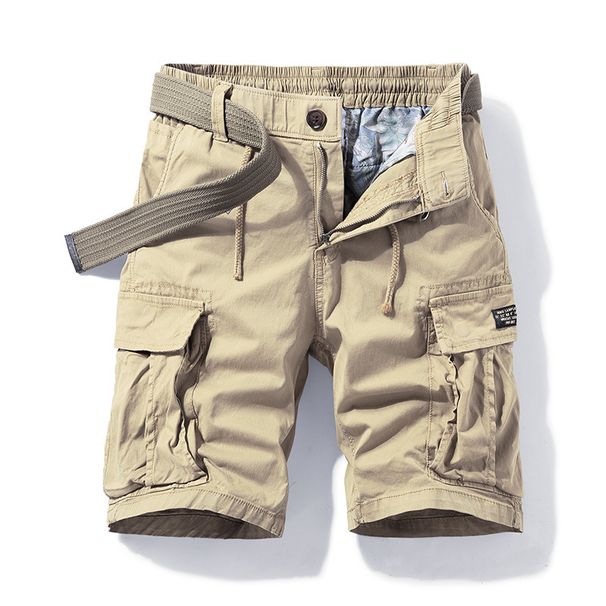 Men's Summer New Style Cotton Padded Loose-Sleeved Simple Casual Work Pants With Belt_viptrois.com