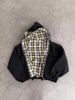 Minimalist Christmas-plaid, Dark-toned, Reversible Zip-up Sweatshirt Jacket_viptrois.com
