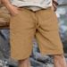 Men's Drawstring Linen-Cotton Shorts - Breathable Straight Cut Summer Shorts For Casual & Outdoor Wear_viptrois.com
