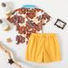 Mother & Kids manufacturers foreign trade children's clothing 2024 summer new boys tropical leaf print polo shirt casual pants suit_viptrois.com