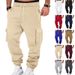 Men's Fleece Cargo Pants – Winter Warm Workout Joggers With Drawstring Waist & Multi-Pockets (10 Colors, S-XXXL)_viptrois.com
