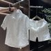 Men's Summer Casual Suit Embossed Floral Pattern Quick Drying Thin Two-Piece Set Short Sleeve Shirt And Shorts Trendy Clothing_viptrois.com