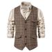 Vintage Men's Plaid Detective Clothing Suit Vest Tweed Ami Kaji English Plus Vest Shelby_viptrois.com