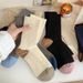 Wool Blend Striped Socks For Men And Women - Mid-Crew Thick Knit Thermal Socks With Color Blocking, Comfortable & Breathable For All Seasons_viptrois.com