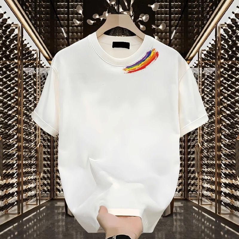 Men's Clothing Short Sleeved Tops Breathable Trendy Soft Versatile T Shirt Light Luxury Fashion Short Sleeved Round Neck_viptrois.com
