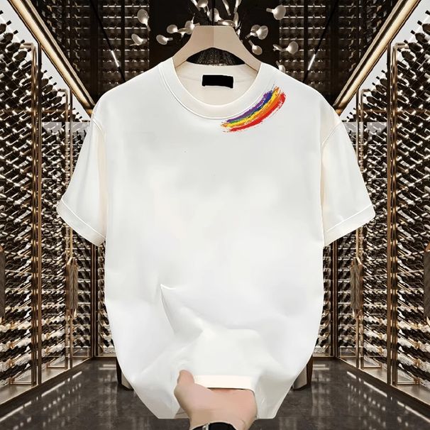 Men's Clothing Short Sleeved Tops Breathable Trendy Soft Versatile T Shirt Light Luxury Fashion Short Sleeved Round Neck_viptrois.com