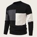 Men's Color-Block Crewneck Sweater – Soft Cotton Blend Knit Pullover For Autumn (Charcoal/Beige/Black) – Relaxed Fit Casual Daily Wear (M-XXXL)_viptrois.com