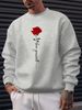 Men's Loose Casual Fashionable Rose And Letter Printed Round Neck Long Sleeved Sweatshirt For Autumn And Winter_viptrois.com