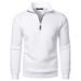 Men's Stand Collar Sweatshirt - Slim Fit, Lightweight Polyester, Zipper Front (Black/White/Beige/Light Gray/Burgundy/Khaki)_viptrois.com