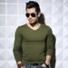 Men's Base Layer Shirt 2024 Casual Long Sleeve T-Shirt V-Neck Gray Slim Fit Inner Wear Trendy Spring Autumn Style_viptrois.com