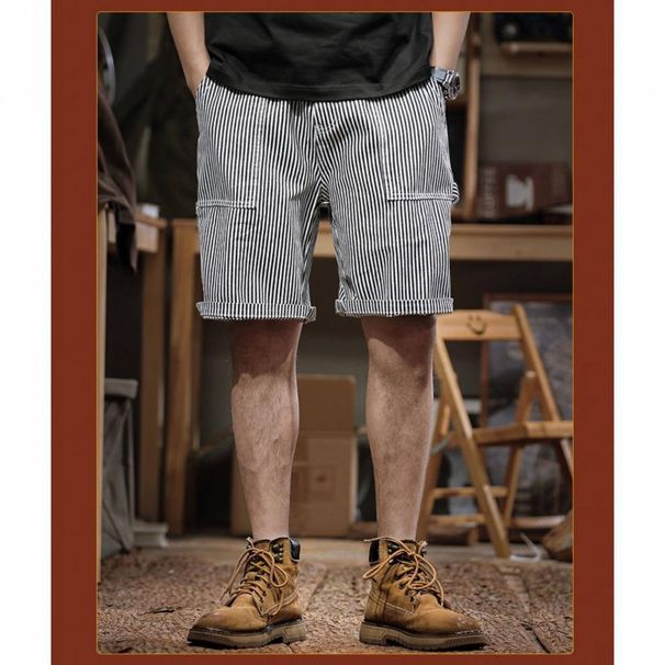 Men's Clothing Summer Striped Plus Size Sports Cargo Shorts Men's Style Casual Five Point Pants Trendy Denim_viptrois.com