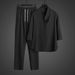 Men's Clothing New Thin Casual Sports Suit Men's Summer High End V Neck Slim Fit Three Quarter Sleeves Two Piece Suit_viptrois.com