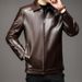 New Autumn Winter M's Middle-Aged Young People, Casual Zipper Lapel, Thin Jacket, Loose And Plush Leather Jacket For_viptrois.com