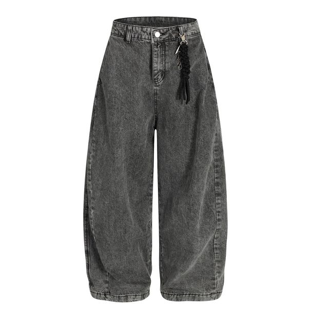 Post-apocalyptic Style Heavy-duty Washed Vintage Denim Wide-leg Men's Design Sense Niche Silhouette Loose Scimitar Pants_viptrois.com