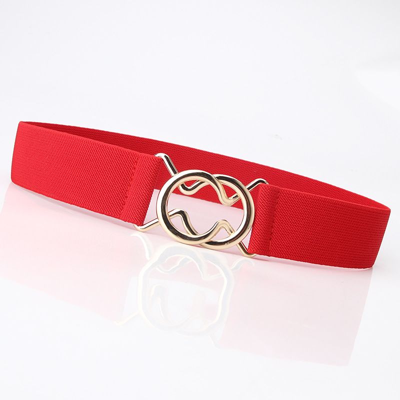 New Single Loop Black Japanese Minimalist Elastic Waistband for Women's Dress Slim Fit Waist Belt with Circular Buckle Waistband_viptrois.com