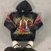 2025 New Cardigan Street Hip-Hop Foreign Child Print Black Zipper Sweatshirt Women's Jacket_viptrois.com