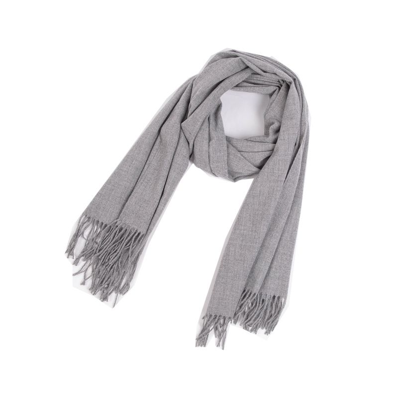 Unisex Scarf women's polyester wool tassel solid color scarf shawl dual use_viptrois.com