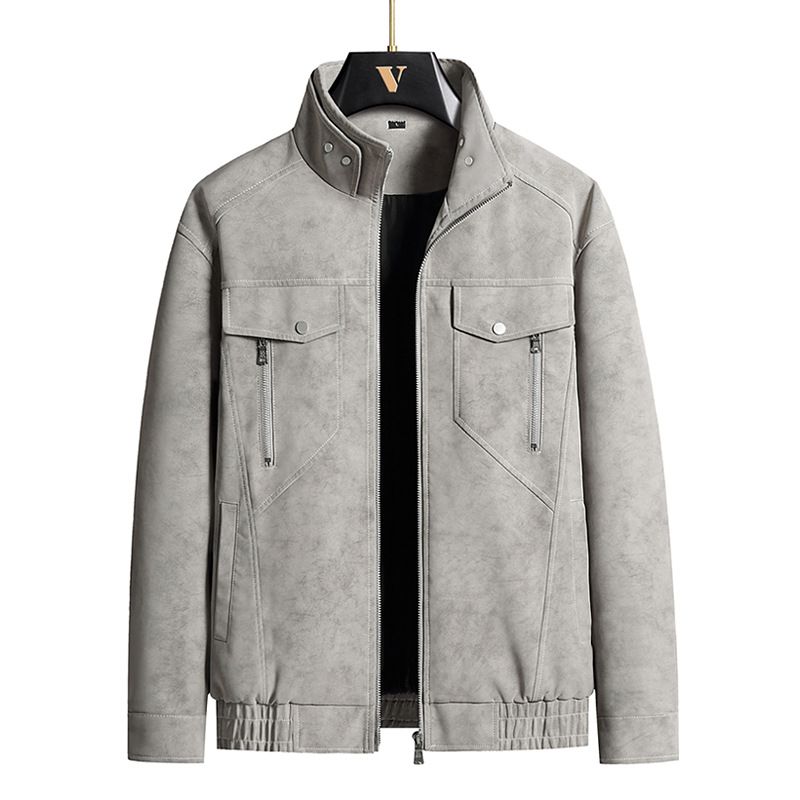 Men's Clothing Handsome Stand Collar Retro Suede Jacket Men's Spring Outdoor Windproof And Waterproof Motorcycle Jacket High End Leather Jacket Men_viptrois.com