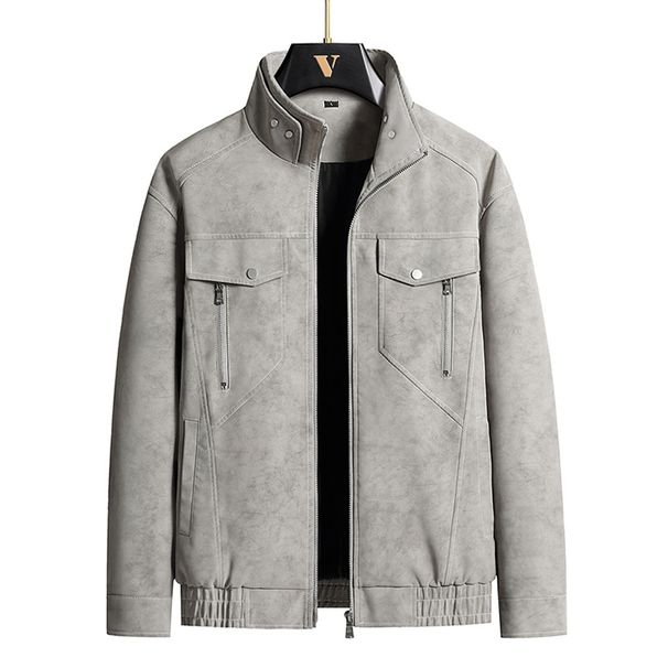 Men's Clothing Handsome Stand Collar Retro Suede Jacket Men's Spring Outdoor Windproof And Waterproof Motorcycle Jacket High End Leather Jacket Men_viptrois.com