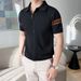 Men's Clothing Fashion Short Sleeved Shirt Slim Lapel T Shirt Top Business Casual Stitching Knitted Cardigan_viptrois.com