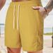 Men's Solid Color Corduroy Sports Pants Summer Lace Up Five Point Casual Shorts With Multi Pockets_viptrois.com
