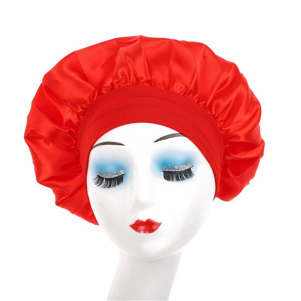Oversized satin nightcap bow ribbon round hat beauty makeup hat female autumn and winter care headscarf hat_viptrois.com
