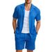Men's Summer Hawaiian Print Short Sleeve Shirt & Shorts Set, Breathable Beach Outfit For Tropical Vacation, Casual Linen-Like Polyester Fabric_viptrois.com