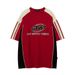 American sports splicing short-sleeved T-shirt men's summer loose cotton half-sleeved ins street trendy letter five-sleeve T-shirt_viptrois.com