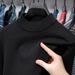 1 Autumn Winter Thickened Half Turtleneck Sweater Men's Base Shirt Loose Mid-neck Pullover Warm Inner Knitwear Trendy_viptrois.com