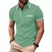 2025d 2025 Summer Casual Button Color Block Pocket Men's Polo Sports Shirt_viptrois.com
