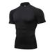 Men's Clothing High Collar Tights Short Sleeve Fitness Sports Running Training Suit Elastic Quick Drying Clothes Short Sleeve T Shirt_viptrois.com