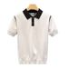 Men's Clothing High End Men's Casual Color Blocked Polo Shirt Slim Fit Short Sleeve Knitted Top Summer Style_viptrois.com
