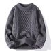 Soft Cozy Sweater Men, Autumn And Winter Trendy Brand, Twisted Knit Sweater, Round Neck, Warm Inner Layer, Loose_viptrois.com
