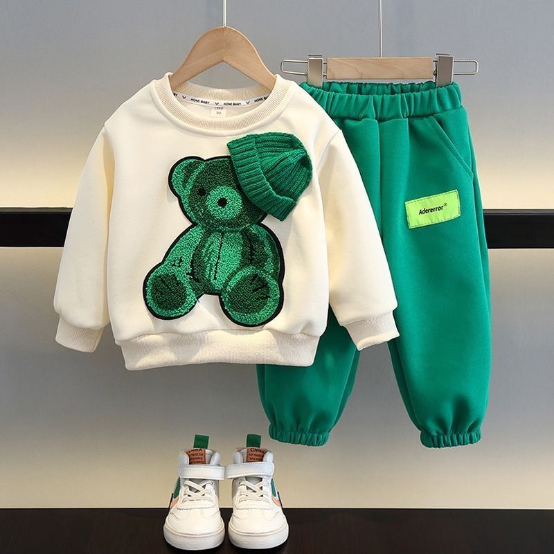 2025 New Style Boys And Girls Long Sleeved Sweatshirts And Sweatpants Korean Version Of Small And Medium Sized_viptrois.com