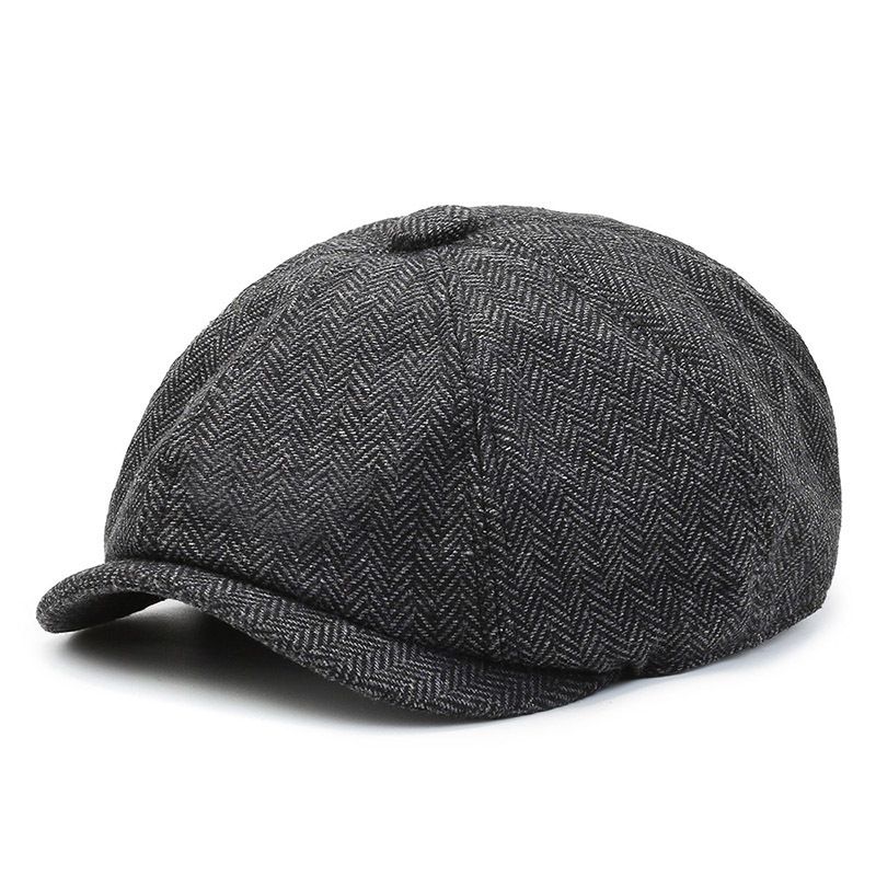 Herringbone Newsboy Cap Beret For Middle-aged And Elderly Sun Protection Director Grandpa Father Hat_viptrois.com