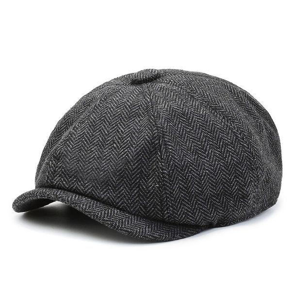 Herringbone Newsboy Cap Beret For Middle-aged And Elderly Sun Protection Director Grandpa Father Hat_viptrois.com
