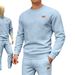 New Arrival Outdoor Casual Sports Men's Simple Commuting Loose Textured Crew Neck Sweatshirt_viptrois.com