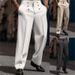 Men's Clothing Formal Solid Color Fashionable Simple Button Mid Waist Straight Daily Suit Trousers_viptrois.com