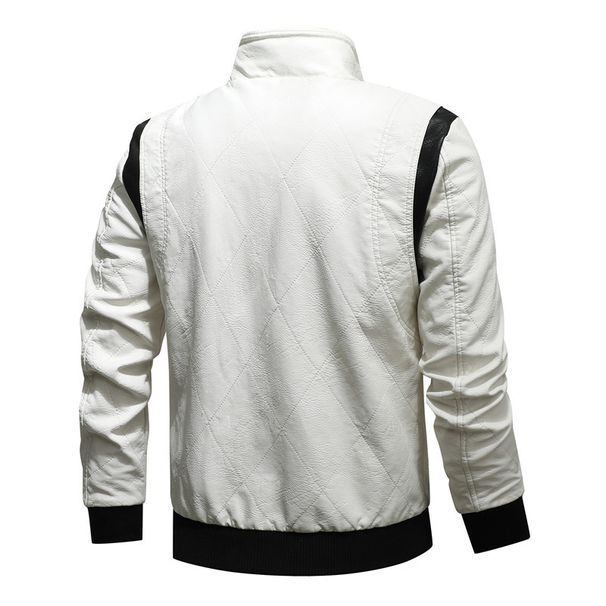 Men's Leather Jacket Plus Size Boys' PU Leather Jacket Stand-Up Neck Knitted Hooded Men's Jacket_viptrois.com