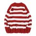 Ripped Sweater Men's Trend Brand Knitted Crew-neck Striped Outside Wear Men's Sweater Men_viptrois.com