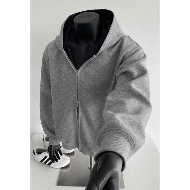 430G Heavyweight Patchwork Cardigan Hooded Sweatshirt Men's American Style Trendy Boxy Short Oversized Top Casual Jacket_viptrois.com