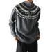 Pure Cross-Border Hot-Selling European Plus Size Fair Isle Christmas Half-Zip Knit Sweater Men's Stand Collar Trendy Factory_viptrois.com