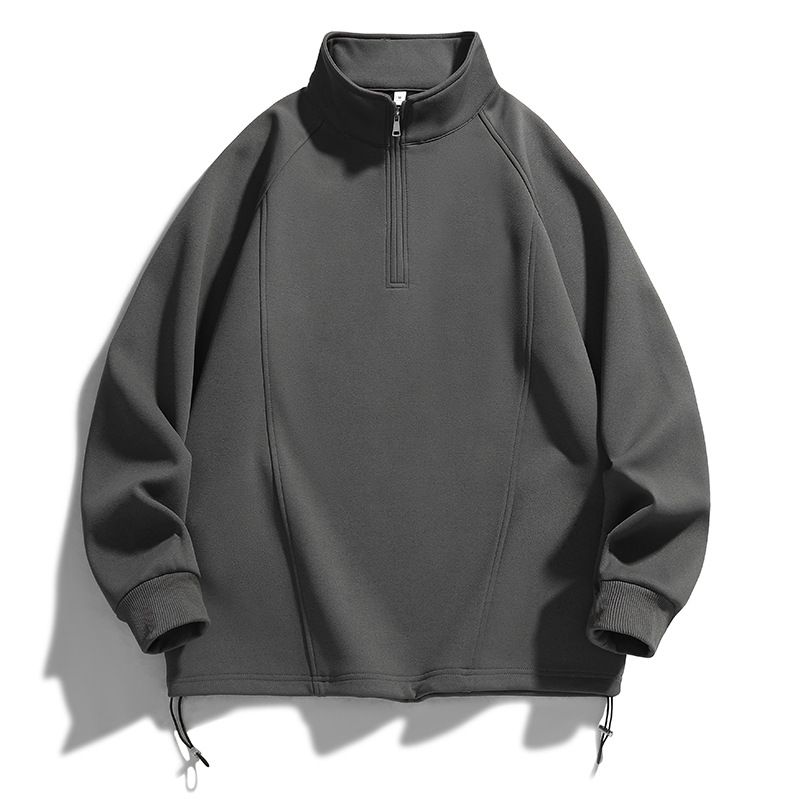 Men's Oversized High-Neck Half-Zip Sweatshirt – Casual Pullover With Ribbed Cuffs (M-8XL)_viptrois.com