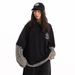 Two-Piece Striped Patchwork Turn-Down Collar Sweatshirt For Men Women, Spring And Autumn Wear, Lazy Style, Loose_viptrois.com