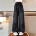 Foreign Trade Wholesale Girls Jeans Spring And Autumn Style Large Children's Wide Leg Pants Girls Fashionable All Match Five Pointed Star Pants Trend_viptrois.com
