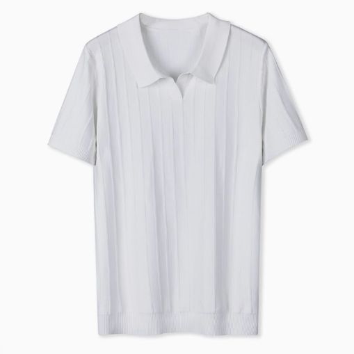 Men's Clothing Retro Short Sleeved Sweater Men's Textured Business Casual Polo Shirt Men's Lapel T Shirt Men_viptrois.com