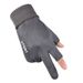 Suede Men's Autumn Winter Outdoor Windproof Plus Veet Warm And Long Lock Temperature Half-finger Dew Two-finger Riding_viptrois.com