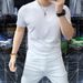 One Piece From The Source Factory, European Spot Trendy Version Mercerized Cotton Summer Wear Men's Short-sleeved T-shirt Slim Solid Color Men's_viptrois.com