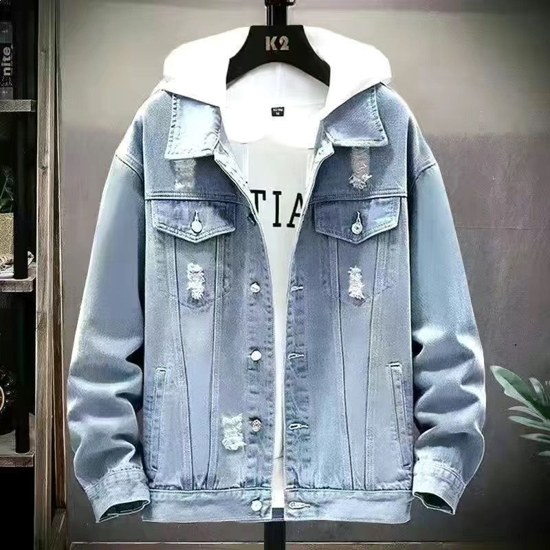Men's Clothing Slim Fit Washed Workwear Jacket Long Sleeves Denim Japanese Streetwear Brand Pocket Retro Street Style Suit_viptrois.com